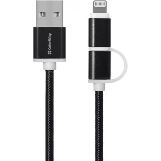 Кабель ColorWay USB-Lihgtning-МicroUSB, 1м Black (CW-CBU2001-BK)