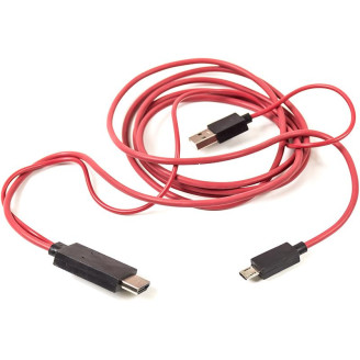 Кабель PowerPlant (CA910861) microUSB-HDMI+USB, 2м, Red