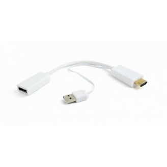 Адаптер Cablexpert (DSC-HDMI-DP-W), HDMI - DisplayPort - USB, 0.15м, белый