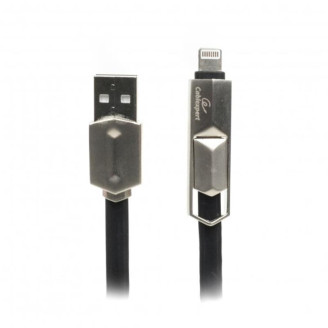 Кабель Cablexpert USB - Lightning + micro USB (M/M), премиум, плоский, 1 м, черный (CCPB-ML-USB-05BK)