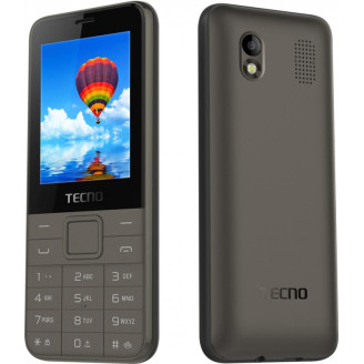 Мобильный телефон Tecno T371 Dual Sim Grey (4895180721601); 2.4 (320х240) TN / клавиатурный моноблок / 4 МБ встроенной + microSD до 64 ГБ / камера 0.3 Мп / 2G (GSM) / Bluetooth / 118x50.2x13.5 мм, 81г / 1150 мАч / серый