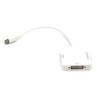 Кабель PowerPlant (CA911097) mini DisplayPort (Thunderbolt) - DisplayPort, HDMI, DVI, 0.2 м, White