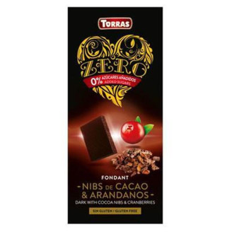 Шоколад черный Torras Zero Nibs de Cacao and Arandanos, 125 г (Испания)