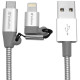 Кабель Verbatim USB2.0-Lightning/MicroUSB, 1м Silver (48869)