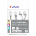 Кабель Verbatim USB2.0-Lightning/MicroUSB/USB Type-C, 1м Silver (48870)