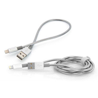 Комплект кабелей Verbatim USB2.0-Lightning, 1м+0.3м Silver (48873)