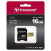 Карта памяти MicroSDHC  16GB UHS-I/U3 Class 10 Transcend 500S + SD-adapter (TS16GUSD500S)