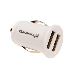 Автомобильное зарядное устройство Grand-X (2USB 2.1A) White (CH-02UMW) + кабель MicroUSB