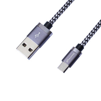 Кабель Кабель Grand-X USB-microUSB, 3A, 1м, Silver/Black (FM07SB)