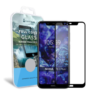 Защитное стекло MakeFuture для Nokia 5.1 Plus Black Full Cover, 0.33mm, 2.5D (MGFC-N51P)