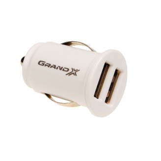 Автомобильное зарядное устройство Grand-X (2USB 2.1A) White (CH02WC) + кабель MicroUSB