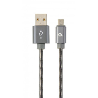 Кабель Cablexpert USB - micro USB V 2.0 (M/M), премиум, 2 м, серый (CC-USB2S-AMmBM-2M-BG)
