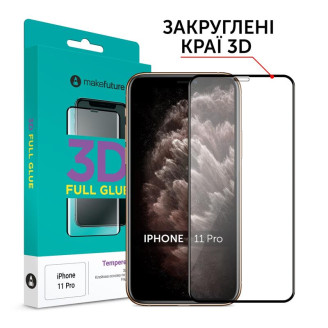 Защитное стекло MakeFuture для Apple iPhone 11 Pro Black, 0.33mm, 3D (MG3D-AI11P)