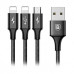 Кабель Baseus Rapid USB-2Lightning+microUSB, 3A 1.2м Black (CAMLL-SU01)