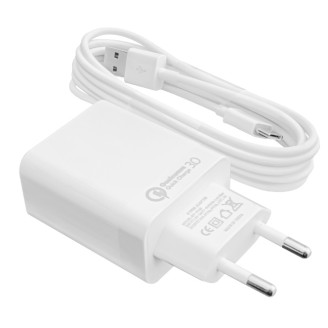 Сетевое зарядное устройство LogicPower QC (1USBx3A) АС-010 White (LP9467) + кабель USB Type-C 2м