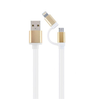 Кабель Cablexpert USB - Lightning + micro USB (M/M), 1 м, белый (CC-USB2-AM8PmB-1M-GD)