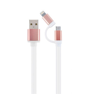 Кабель Cablexpert (CC-USB2-AM8PmB-1M-PK), USB2.0 BM - Lightning/Micro USB, 1м, розовый