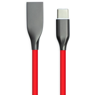 Кабель PowerPlant USB-USB-C, 2м, силикон, Red (CA911394)