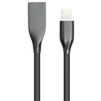 Кабель PowerPlant USB-Lightning, 1м, силикон, Black (CA911790)