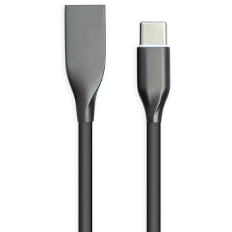 Кабель PowerPlant USB-USB-C, 1м, силикон, Black (CA911240)