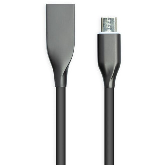 Кабель PowerPlant USB-microUSB, 1м, силикон, Black (CA911226)
