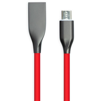 Кабель PowerPlant USB-microUSB, 1м, силикон, Red (CA911363)