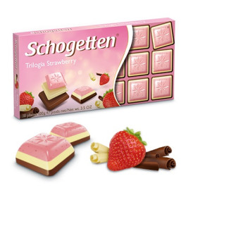 Шоколад белый и молочный Schogetten Trilogia Strawberry, 100 г (Германия)