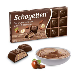 Шоколад черный Schogetten Dark Chocolate with Cocoa & Hazelnuts, 100 г (Германия)