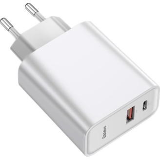 Сетевое зарядное устройство Baseus Speed PPS (2USB, 5A) QC3.0 30W White (522331) + кабель USB Type-C