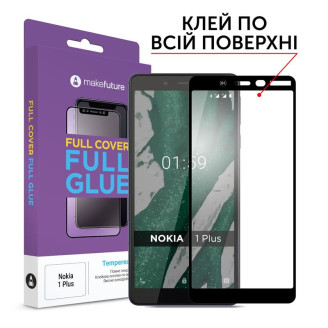 Защитное стекло MakeFuture для Nokia 1 Plus Black Full Glue, 0.25mm (MGF-N1P)