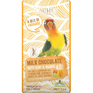 Шоколад молочный Cachet Milk Chocolate with Kiwi and Mango Tanzania, 180 г (Бельгия)