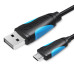 Кабель Vention USB-A 2.0 - microUSB B, 1.5 m, Black (VAS-A04-B150-N)