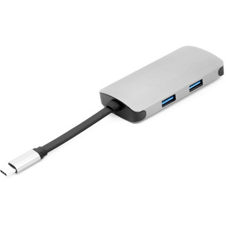 Концентратор USB-C PowerPlant CA911691 USB-C-2хUSB3.0, HDMI, RJ45, USB-C