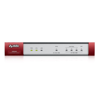 Межсетевой экран ZYXEL USG40 (USG40-EU0102F) (1xWAN, 3xLAN/DMZ, 1хUSB, 1хOPT, набор подписок на 1 год (AS,AV,CF,IDP))