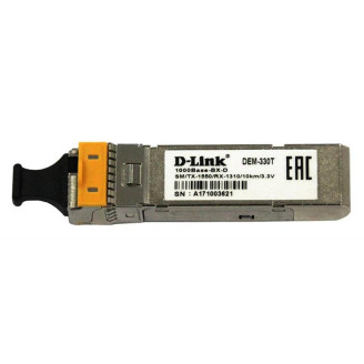 Модуль D-Link SFP DEM-330T 1port 1000BaseLX SM Fiber WDM (10км)