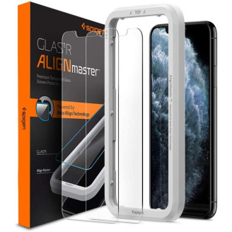 Защитное стекло Spigen AlignMaster Glas.tR для Apple iPhone 11 Pro/X/XS, 0.33мм, 2шт (AGL00109)