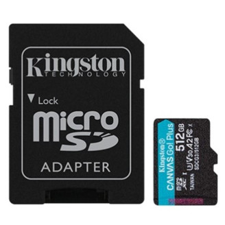 Карта памяти MicroSDXC  512GB UHS-I/U3 Class 10 Kingston Canvas Go! Plus R170/W90MB/s+ SD-адаптер (SDCG3/512GB)