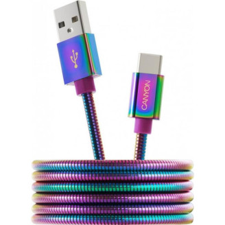 Кабель Canyon USB - USB Type-C 1м, Rainbow (CNS-USBC7RW)