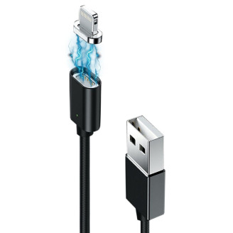 Кабель Grand-X USB - Lightning (M/M), магнитный, 1 м, Black (MG-01L)