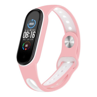 Ремешок BeCover Sport Style для Xiaomi Mi Smart Band 5/Mi Smart Band 6/Mi Smart Band 7 Pink-White (705173)