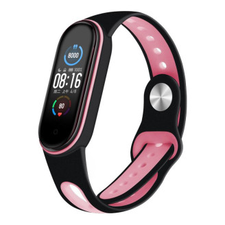 Ремешок BeCover Sport Style для Xiaomi Mi Smart Band 5/Mi Smart Band 6/Mi Smart Band 7 Black-Pink (705167)