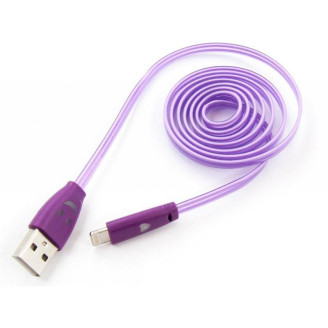 Кабель Dengos USB-Lightning LED 1м Purple (PLS-L-LED-PLSK-PURPLE)