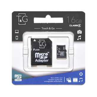 Карта памяти MicroSDHC  16GB Class 4 T&G + SD-adapter (TG-16GBSDCL4-01)