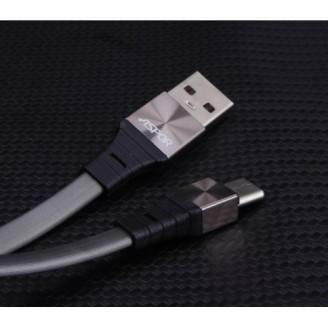 Кабель Aspor A160 USB-Type-C, Silicon, плоский, 1.2м, графит (910106)