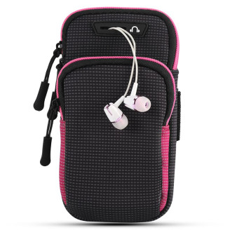 Спортивный чехол на руку BeCover BC0011 6.5 Black/Pink (705345) + органайзер для наушников