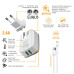 Сетевое зарядное устройство Intaleo TCG242 (2USB, 2.4A) White (1283126477461) + кабель microUSB