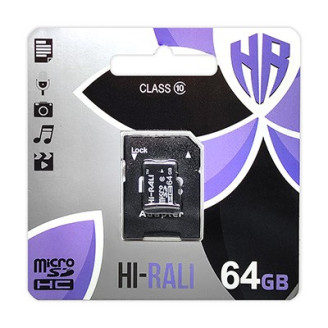 Карта памяти MicroSDXC  64GB Class 10 Hi-Rali + SD-adapter (HI-64GBSDCXCL10-01)