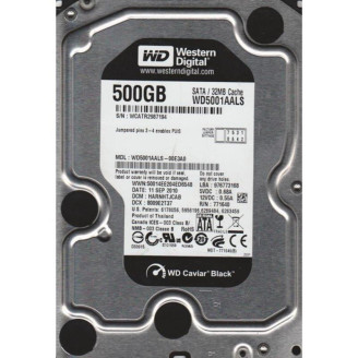 Накопитель HDD SATA 500GB WD Caviar Black 7200rpm 32MB (WD5001AALS) Refurbished