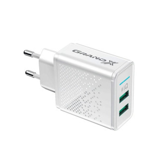 Сетевое зарядное устройство Grand-X CH-60W (2xUSB 3.1А) White