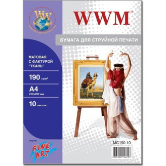 Фотобумага WWM Fine Art матовая ткань 190г/м2 A4 10л (MC190.10)